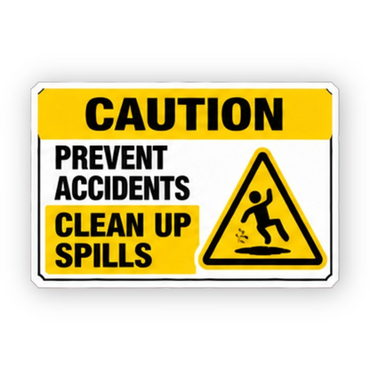Yellow Caution Cleanup Spill Figure Panel Vinyl Decal Stickers