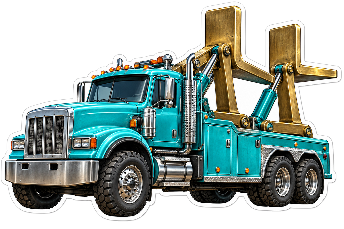 Teal Bookend Recovery Truck Art Vinyl Decal Stickers
