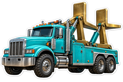 Teal Bookend Recovery Truck Art Vinyl Decal Stickers