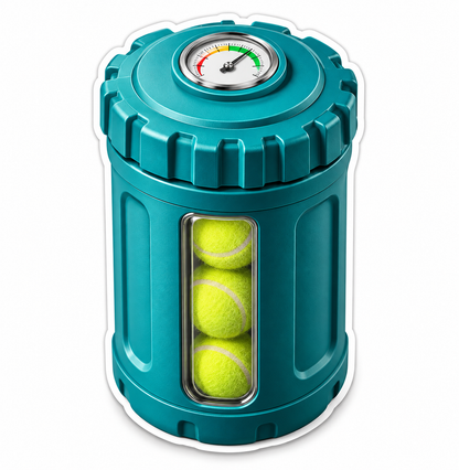 Teal Gauge Canister Holding Three Tennis Balls Vinyl Decal Stickers