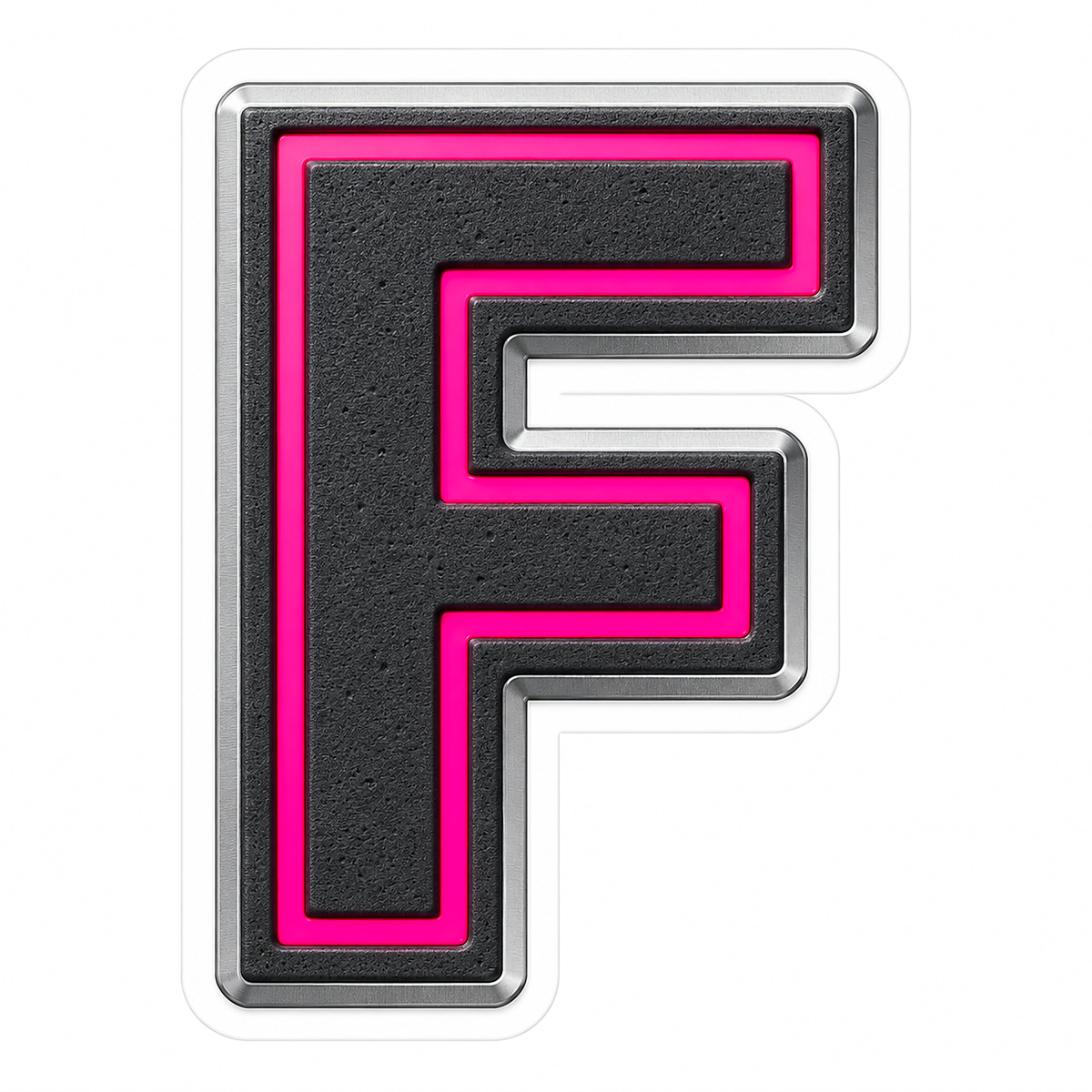 Charcoal Pixel Letter F with Pink Line Art Vinyl Decal Stickers