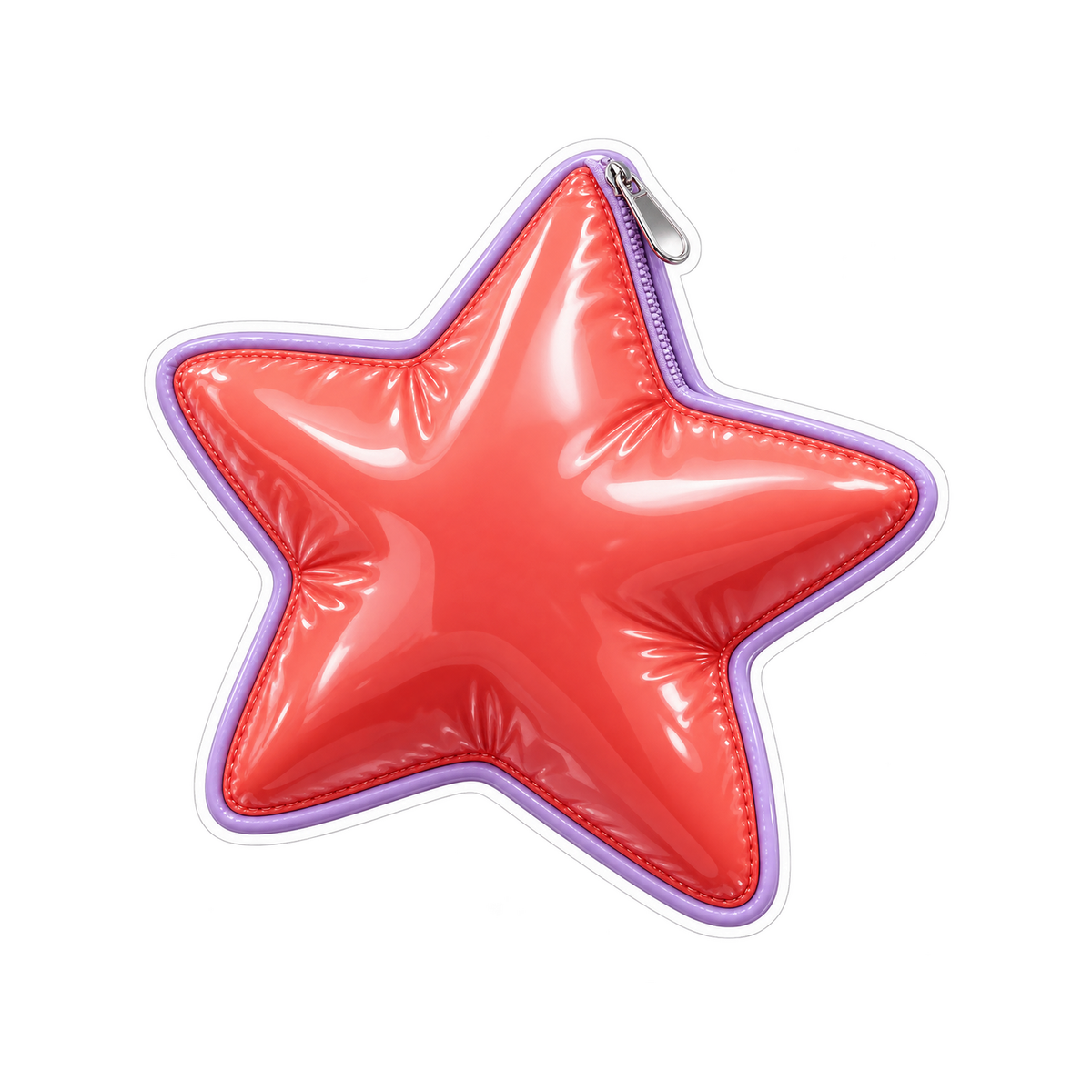 Coral Glossy Star Zipper Pouch Art Vinyl Decal Stickers