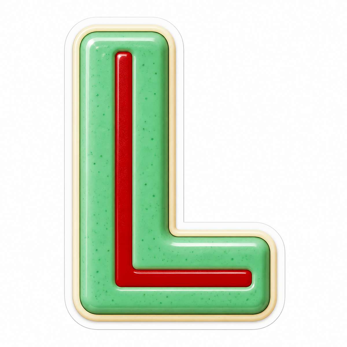 Mint Green Letter L with Red Line Art Vinyl Decal Stickers