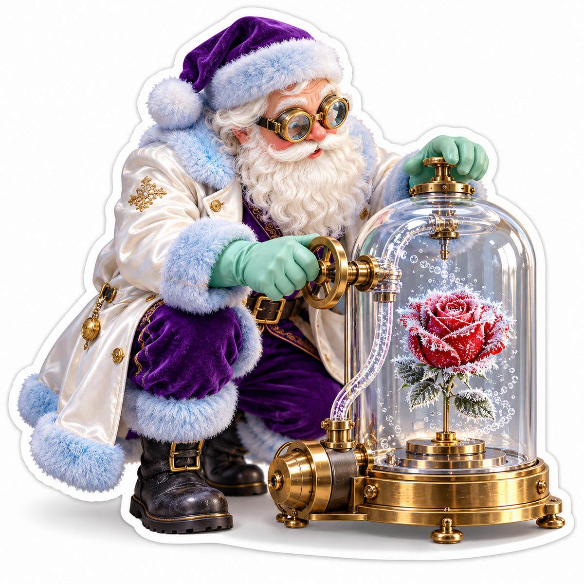 Purple Santa Frosted Rose Glass Dome Art Vinyl Decal Stickers