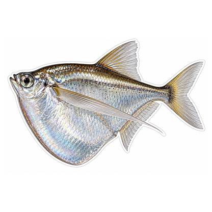 Silver Hatchetfish with Deep Rounded Belly Vinyl Decal Stickers