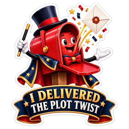 Red Mailbox Magician with Flying Letter Vinyl Decal Stickers