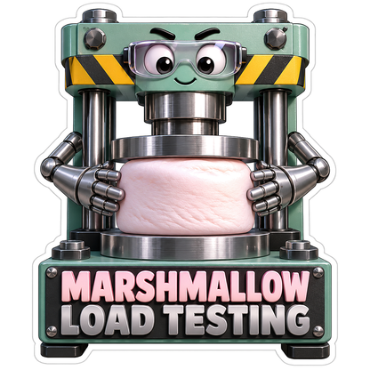 Green Metal Press Squashing a Pink Marshmallow Vinyl Decal Stickers