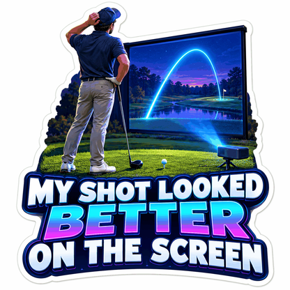 Golfer Watching Glowing Shot Arc on Large Screen Vinyl Decal Stickers
