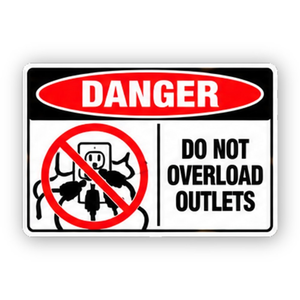 Black Danger Crossed Multiple Outlet Plugs Panel Vinyl Decal Stickers