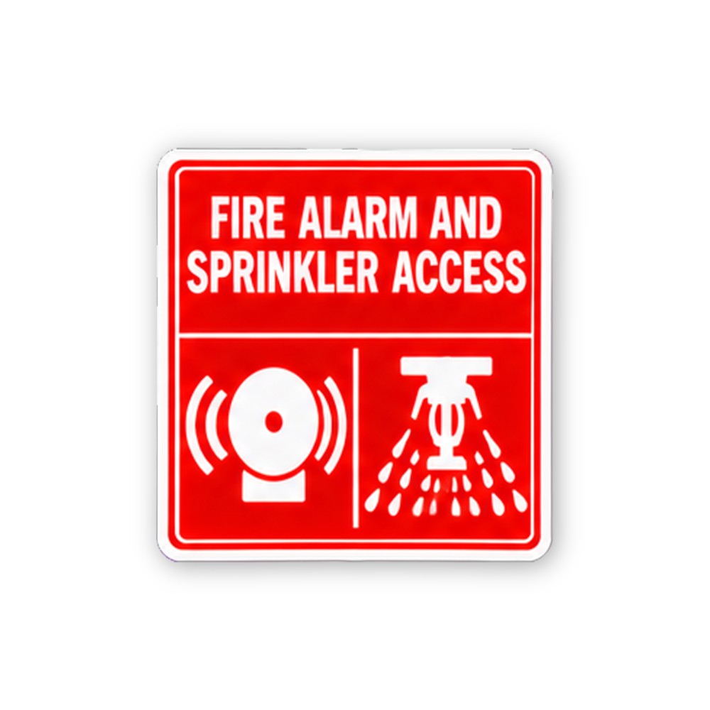 Red Fire Alarm and Sprinkler Access Portrait Vinyl Decal Stickers