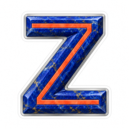 Blue Gold Stone Letter Z with Coral Line Art Vinyl Decal Stickers