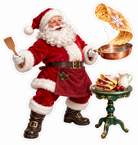 Santa Flipping Golden Snowflake Pancake Vinyl Decal Stickers