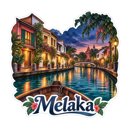 Melaka Illuminated River at Twilight Art Vinyl Decal Stickers