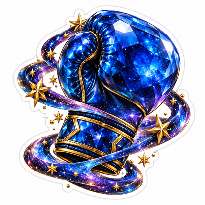 Blue Gem Boxing Glove with Starry Swirls Vinyl Decal Stickers