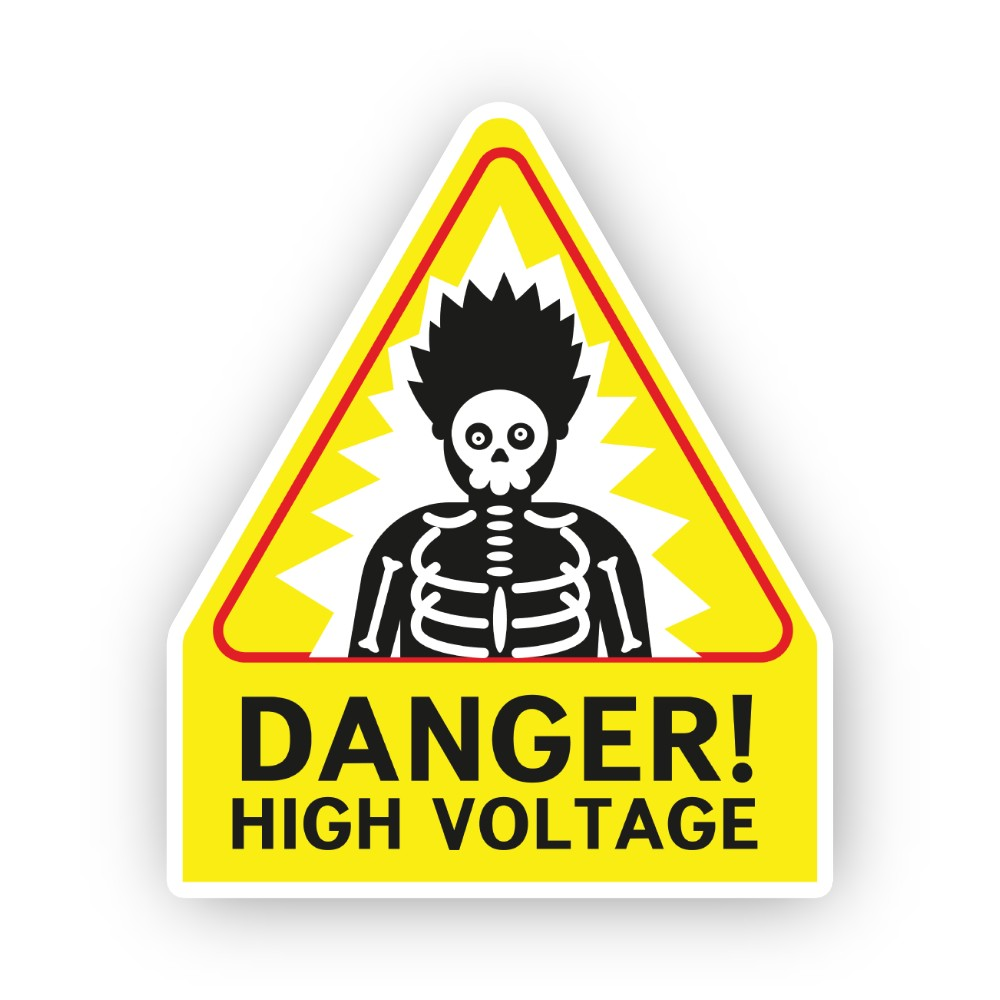 Yellow Danger Spiky Skeleton Triangle Panel Vinyl Decal Stickers