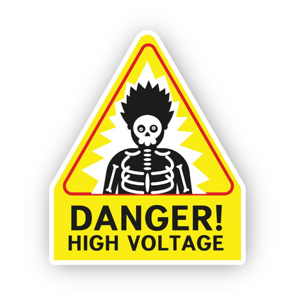 Yellow Danger Spiky Skeleton Triangle Panel Vinyl Decal Stickers
