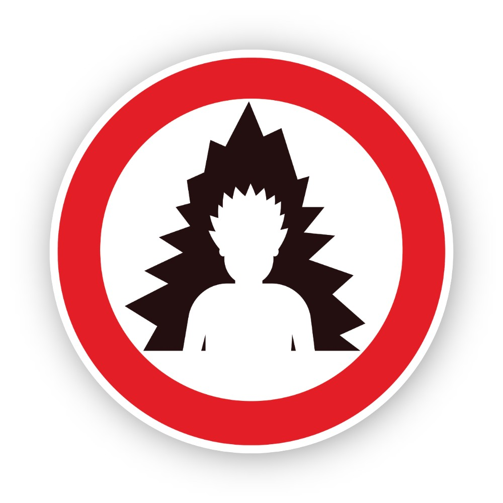 Red Spiky Hair Figure Burst Circle Vinyl Decal Stickers