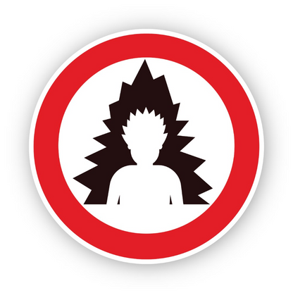 Red Spiky Hair Figure Burst Circle Vinyl Decal Stickers