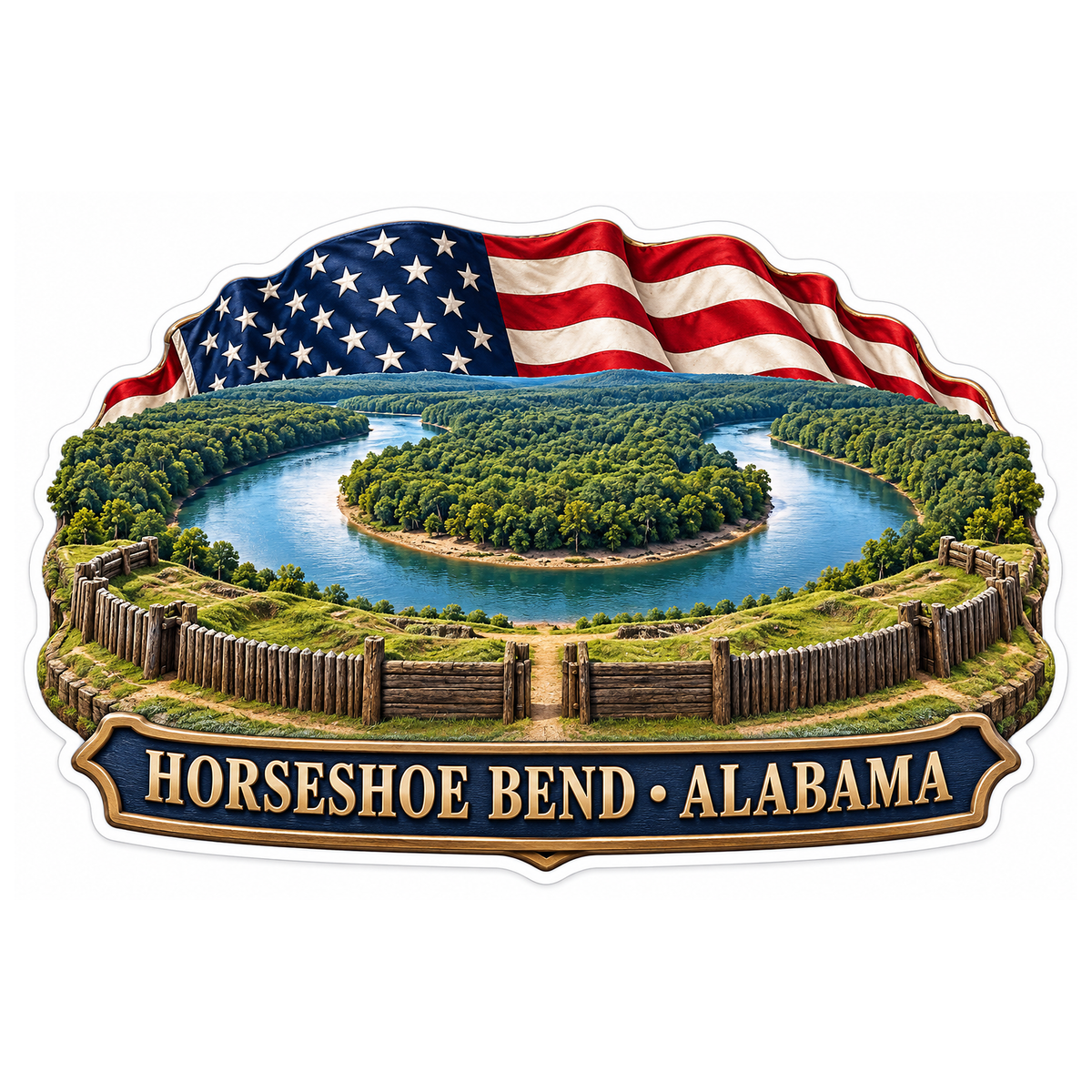 Horseshoe Bend Alabama USA Flag Vinyl Decal Stickers