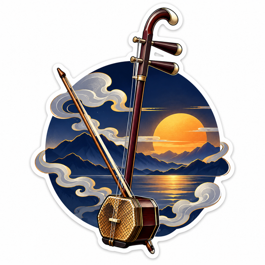 Two String Bow Instrument Moon Lake Art Vinyl Decal Stickers