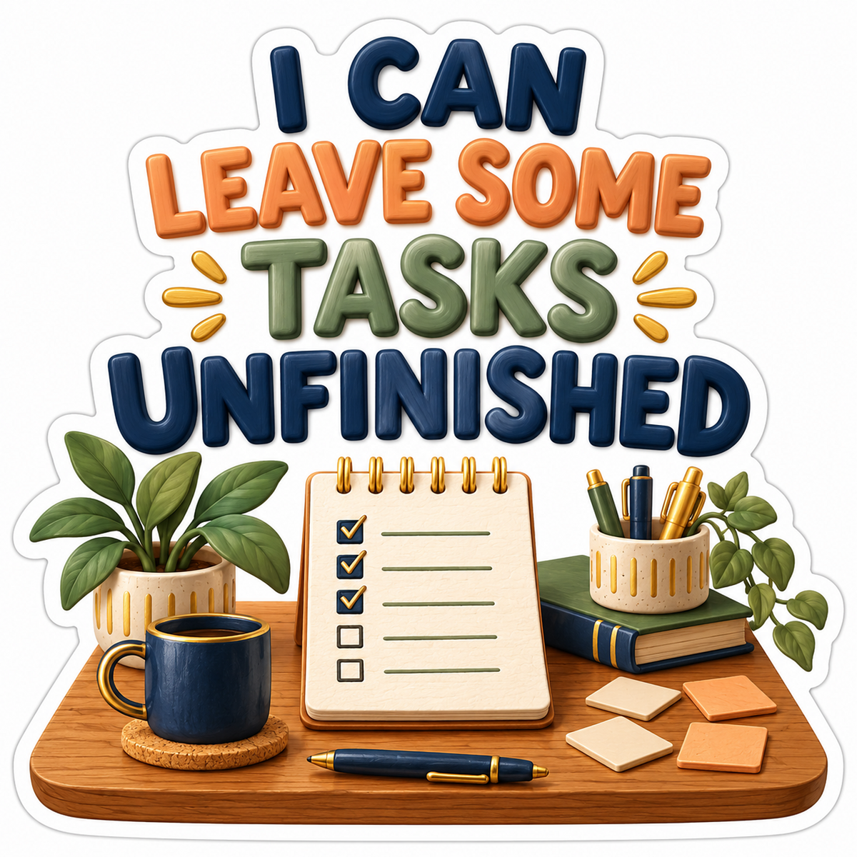 Desk Checklist Unfinished Tasks Quote Art Vinyl Decal Stickers