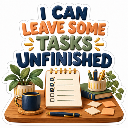 Desk Checklist Unfinished Tasks Quote Art Vinyl Decal Stickers