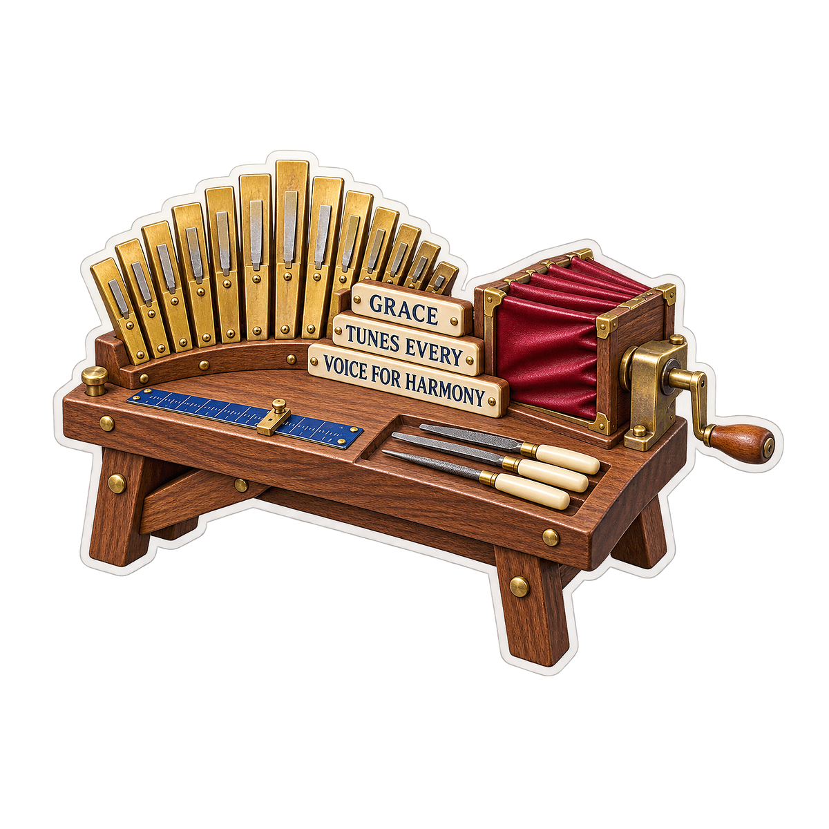 Accordion Reed Bench Grace Lettering Vinyl Decal Stickers
