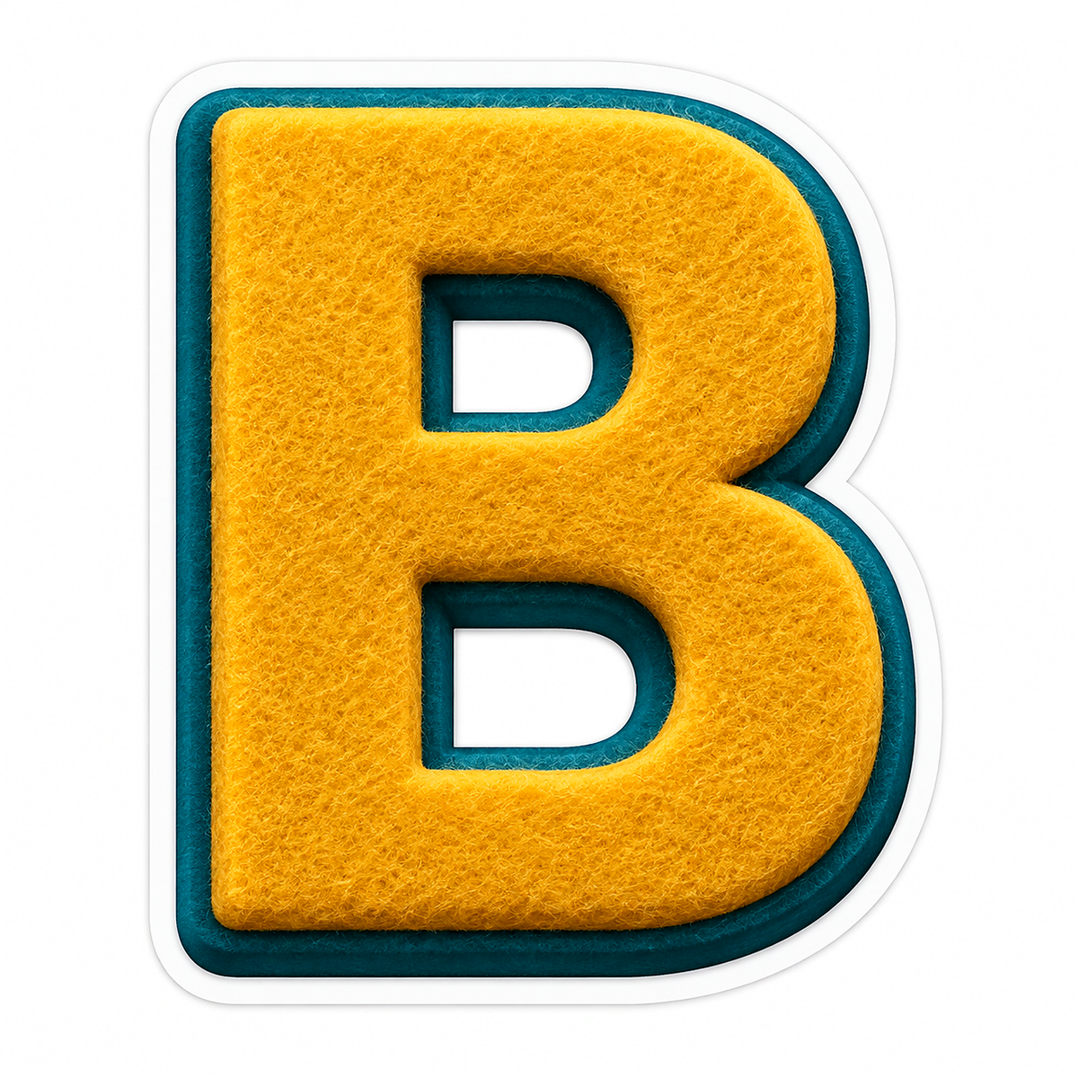 Mustard Felt Texture Teal Border Letter B Vinyl Decal Stickers