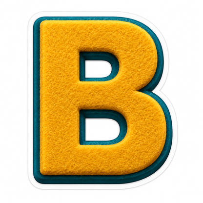 Mustard Felt Texture Teal Border Letter B Vinyl Decal Stickers