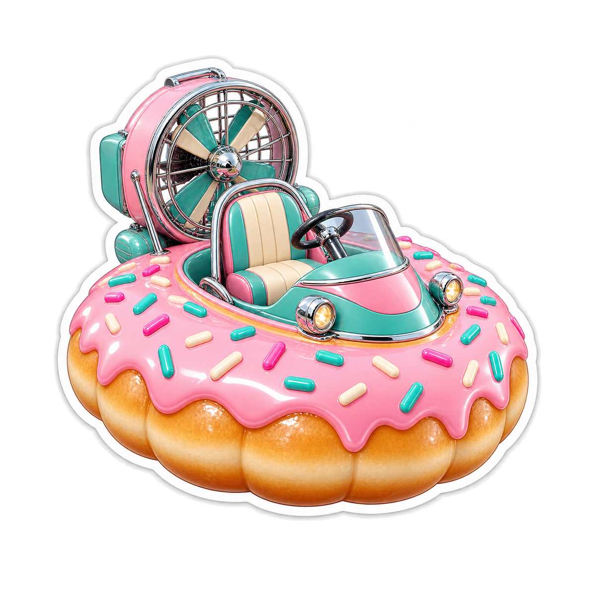Pink Sprinkle Donut Hovercraft Art Vinyl Decal Stickers