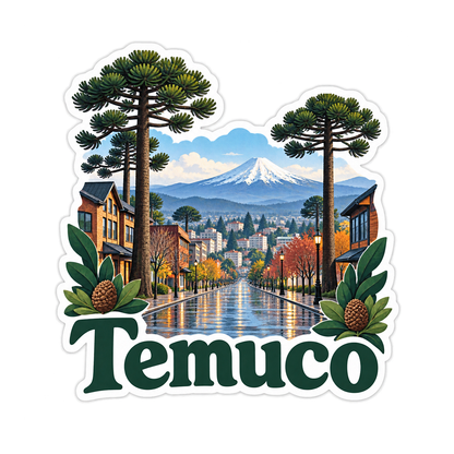 Temuco Tree Lined Volcano Street Art Vinyl Decal Stickers