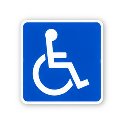 Blue White Wheelchair Rounded Square Vinyl Decal Stickers