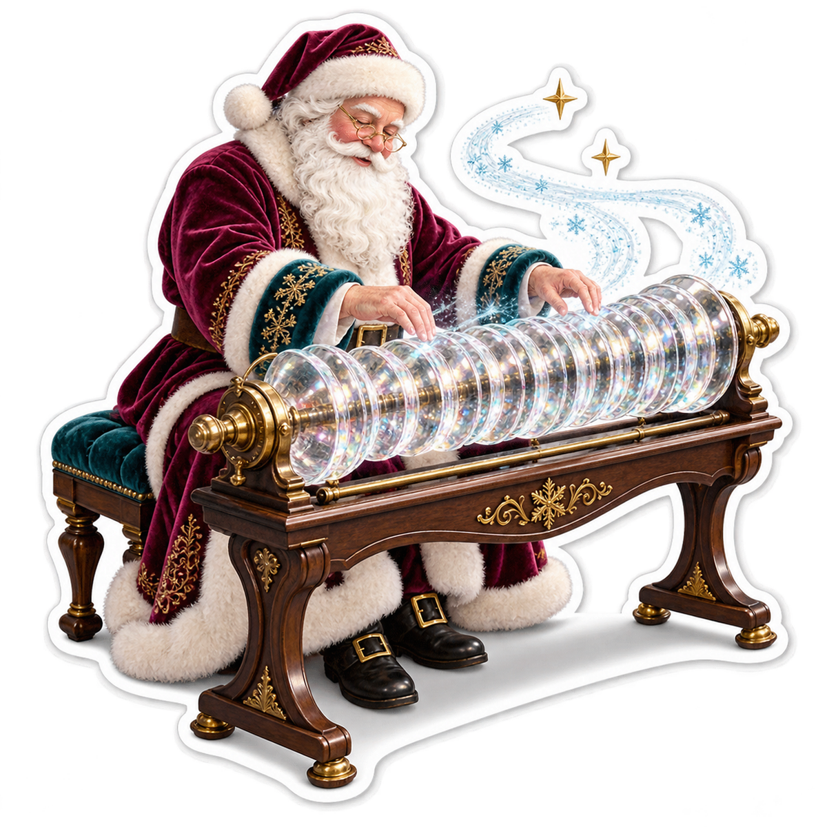 Santa Playing Crystal Glass Instrument Art Vinyl Decal Stickers