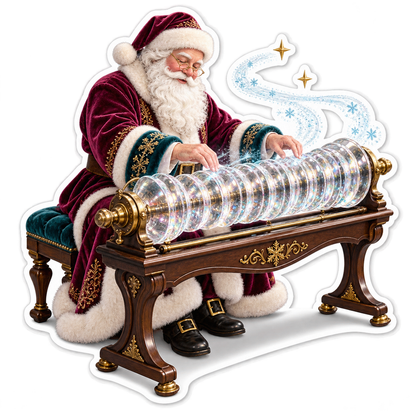 Santa Playing Crystal Glass Instrument Art Vinyl Decal Stickers