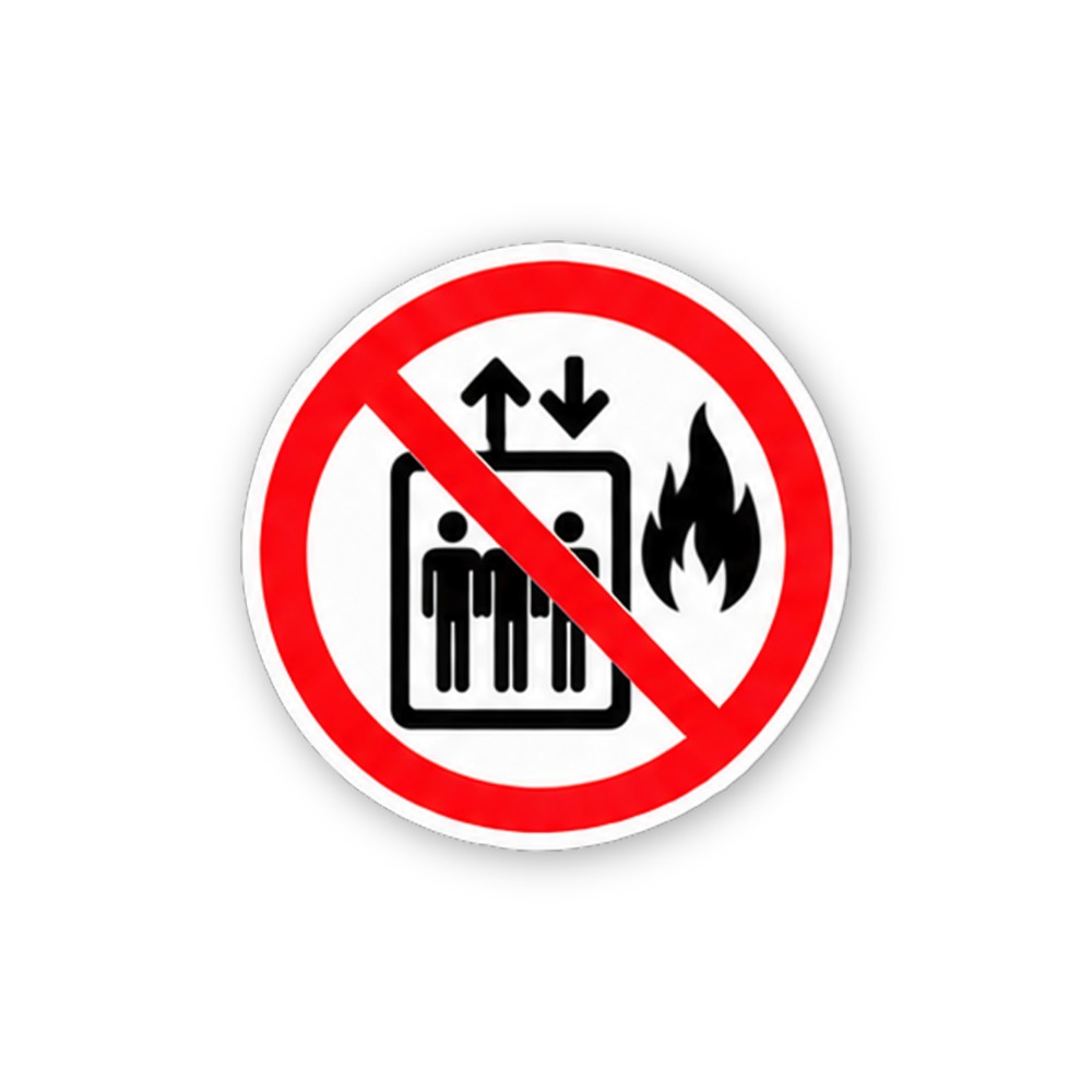 Red Crossed Elevator Figures and Flame Circle Vinyl Decal Stickers