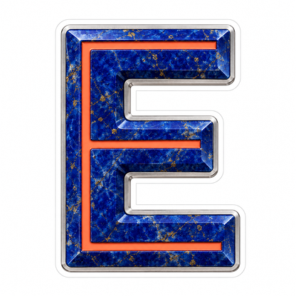 Blue Gold Stone Letter E with Coral Line Art Vinyl Decal Stickers