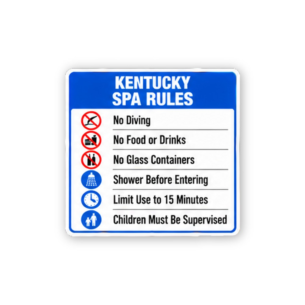 Blue Kentucky Spa Rules Icon List Vinyl Decal Stickers