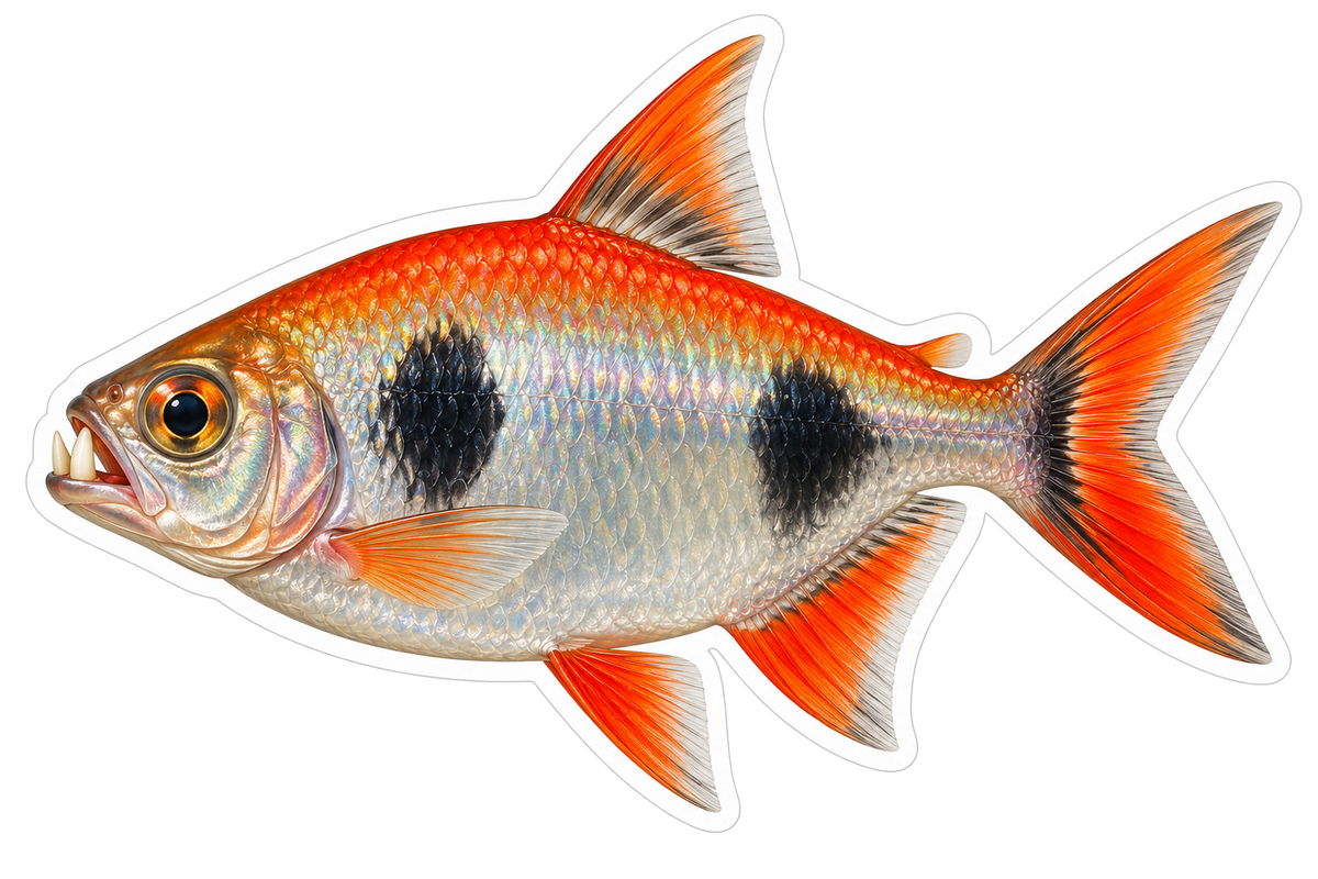 Silver Orange Fish with Two Black Patches Art Vinyl Decal Stickers
