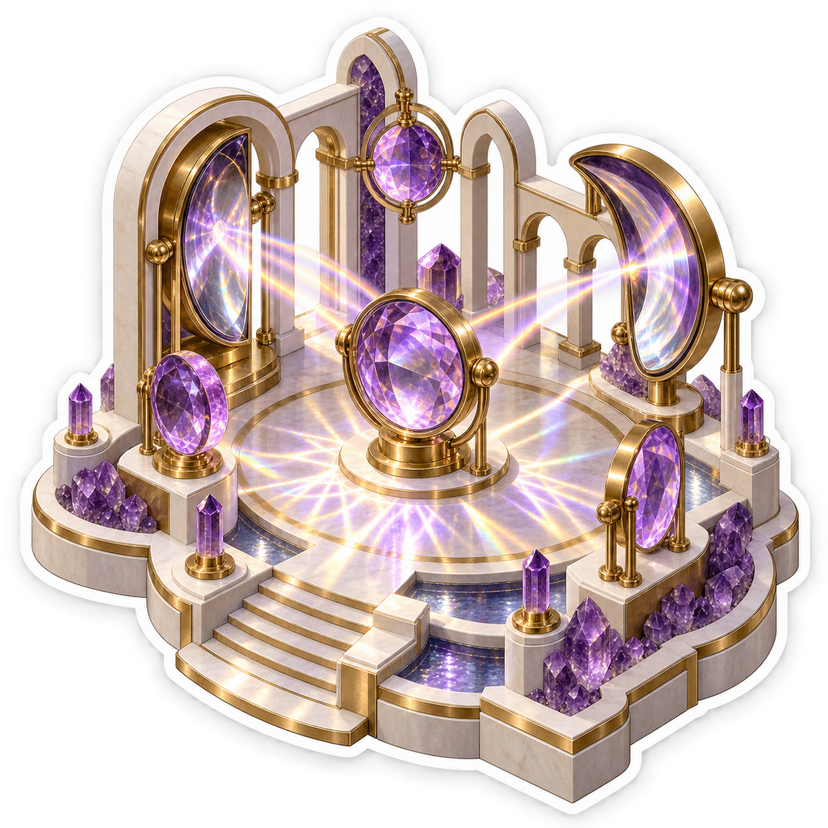 Purple Crystal Lenses with Radiant Light Paths Vinyl Decal Stickers