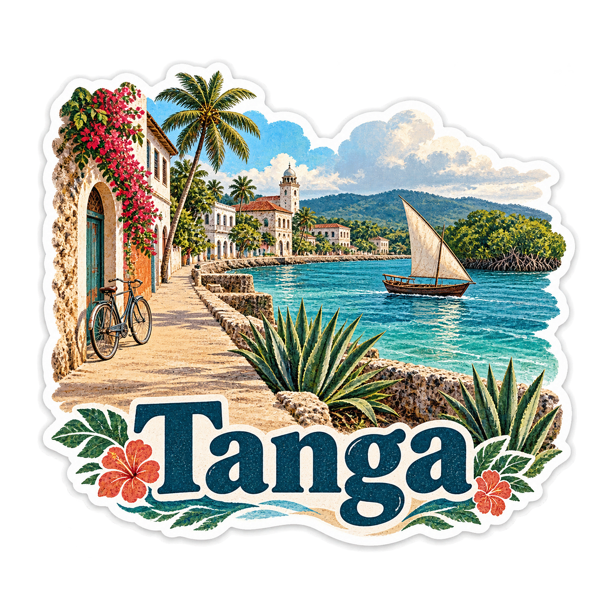 Tanga Ocean Dhow Waterfront Art Vinyl Decal Stickers