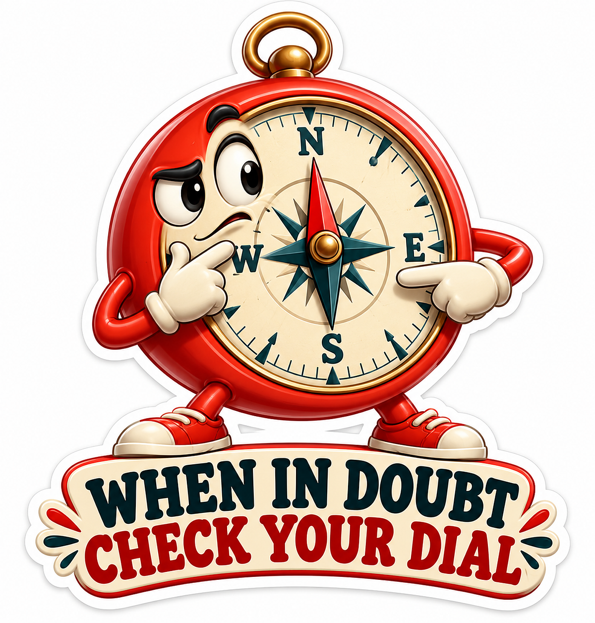 Red Compass Check Your Dial Quote Vinyl Decal Stickers