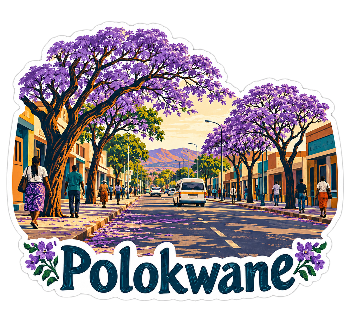 Polokwane Purple Blossom Avenue Art Vinyl Decal Stickers