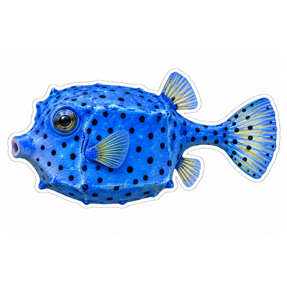 Bright Blue Boxfish with Black Spots Art Vinyl Decal Stickers