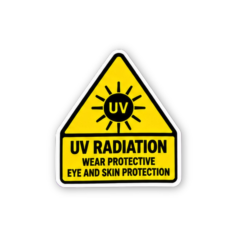 Yellow UV Sunburst Triangle Text Tab Vinyl Decal Stickers