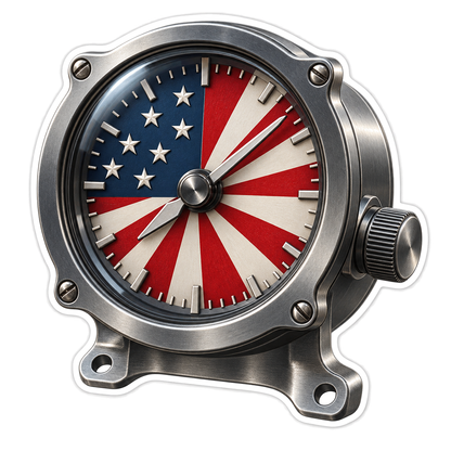 US Flag Round Silver Dial Art Vinyl Decal Stickers