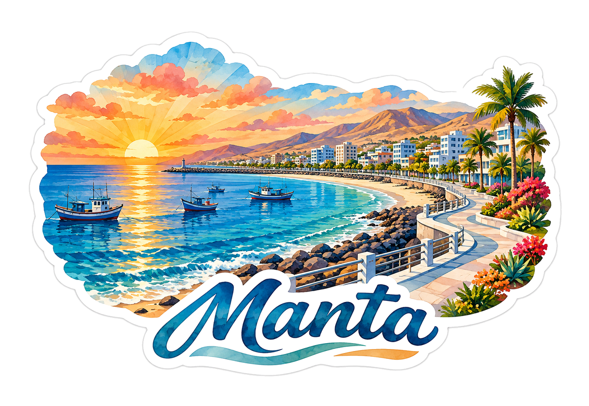 Manta Coastal Promenade Sunrise Art Vinyl Decal Stickers