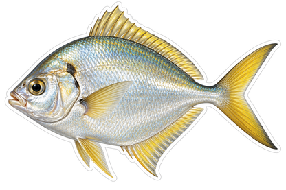 Silver Fish with Yellow Spiny Fin Edges Art Vinyl Decal Stickers