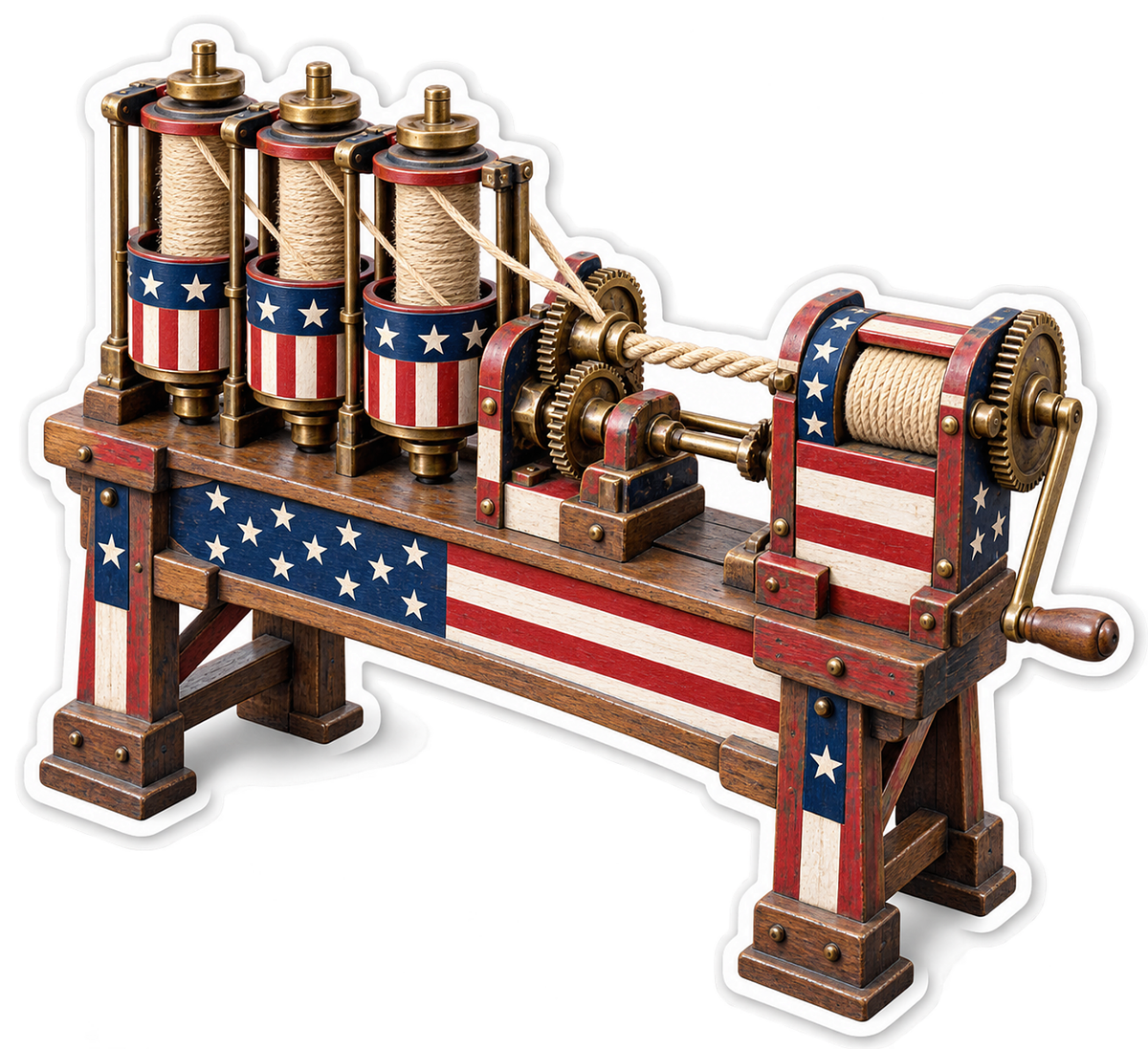US Flag Rope Making Machine Art Vinyl Decal Stickers