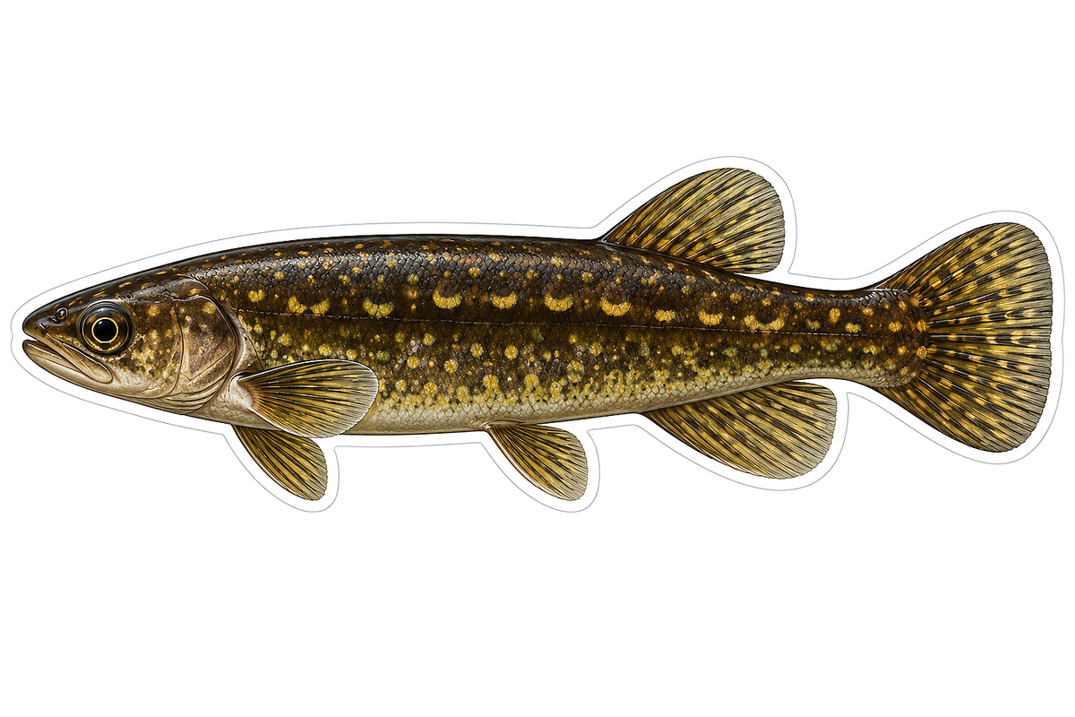 Dark Gold Spotted Long Fish Art Vinyl Decal Stickers