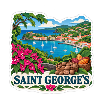 Saint Georges Harbor and Spices Art Vinyl Decal Stickers